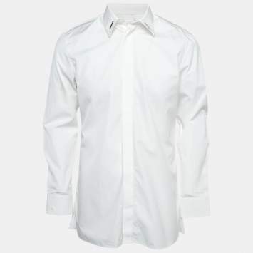 Pre Owned Givenchy White Cotton Hardware Detail Button-Up Shirt L