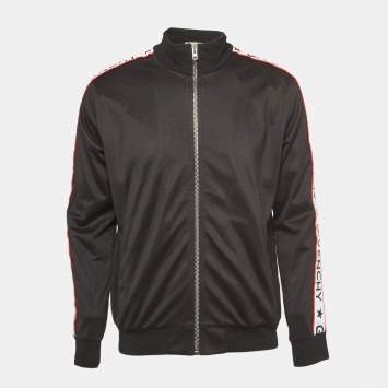 Pre Owned Givenchy Black Jersey Logo Tape Detail Track Jacket XL