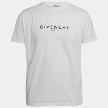 Pre Owned Givenchy White Faded Logo Print Cotton Crew Neck T-Shirt XS