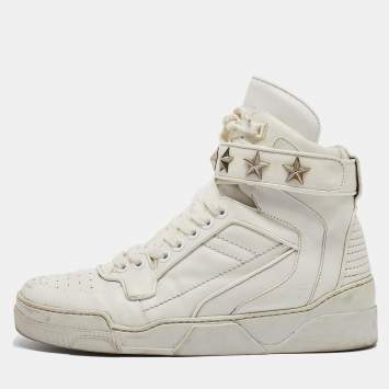 Pre Owned Givenchy White Leather Tyson High Top Sneakers Size 44