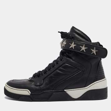 Pre Owned Givenchy Black Leather Tyson High Top Sneakers Size 44