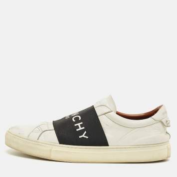 Pre Owned Givenchy White/Black Leather Urban Street Slip On Sneakers Size 42