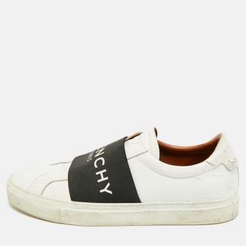 Pre Owned Givenchy Urban Street Size 44 White/Black Leather Slip On Sneakers