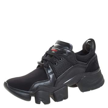 Pre Owned Givenchy Black Nylon, Mesh and Leather Jaw High Top Sneakers Size 42