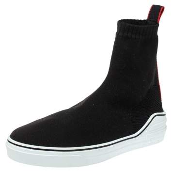 Pre Owned Givenchy Black Knitted Fabric George V Mid Sock Sneakers Size 45