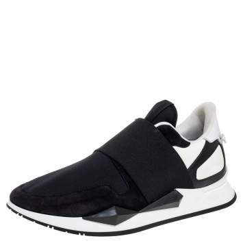 Pre Owned Givenchy Black/White Suede And Neoprene Paneled Sneakers Size 40