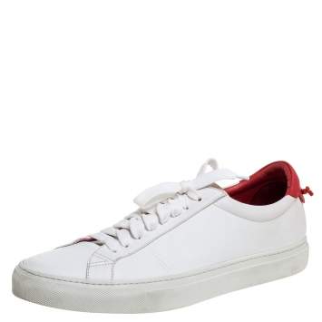 Pre Owned Givenchy White/Red Leather Urban Street Low Top Sneakers Size 42