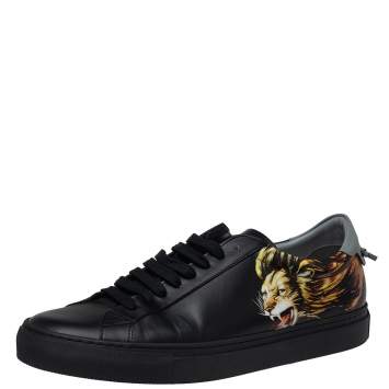 Pre Owned Givenchy Black Leather Leo Sneakers Size 42