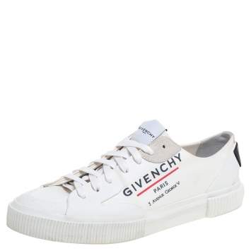 Pre Owned Givenchy White Logo Print Coated Canvas And Rubber Tennis Light Low Top Sneakers Size 44
