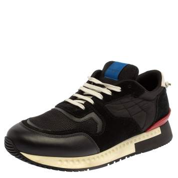 Pre Owned Givenchy Black Mesh And Leather Active Runner Sneakers Size 43