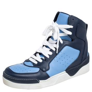 Pre Owned Givenchy Blue Leather Tyson High Top Sneakers Size 42