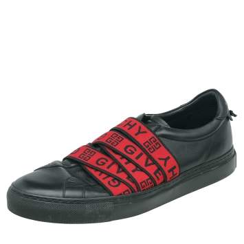 Pre Owned Givenchy Black Leather And Stretch Band Urban Street Slip On Sneakers Size 44