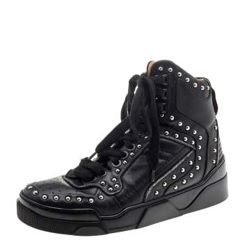 Pre Owned Givenchy Black Studded Leather Tyson High Top Sneakers Size 40