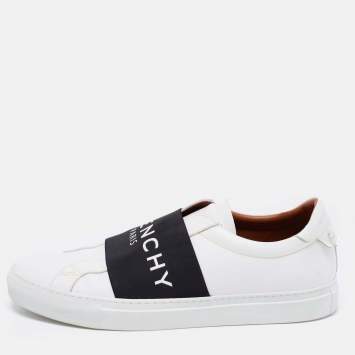 Pre Owned Givenchy White/Blue Leather And Elastic Band Urban Street Slip On Sneakers Size 43
