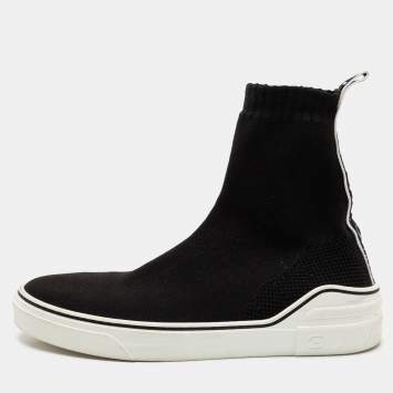 Pre Owned Givenchy Black Knit Fabric George V Mid Sock Sneakers Size 43