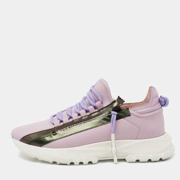 Pre Owned Givenchy Lilac Perforated Leather Spectre Zip Low-Top Sneakers Size 39