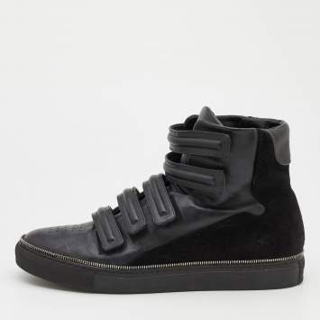 Pre Owned Givenchy Black Leather And Suede High Top Sneakers Size 44