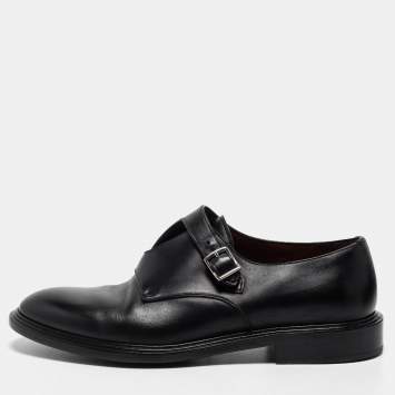 Pre Owned Givenchy Black Leather Buckle Monk Derby Size 41