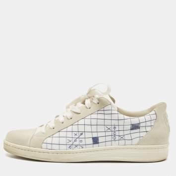 Pre Owned Givenchy Tricolor Printed Leather and Suede Low Top Sneakers Size 43.5