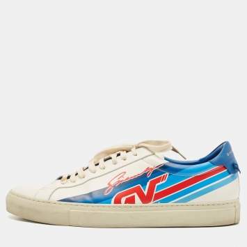 Pre Owned Givenchy White/Blue Leather Low Top Sneakers Size 44