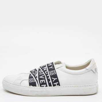 Pre Owned Givenchy White Leather and Stretch Band Urban Street Slip On Sneakers Size 42