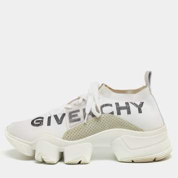 Pre Owned Givenchy White Knit Fabric Low Top Sneakers Size 40