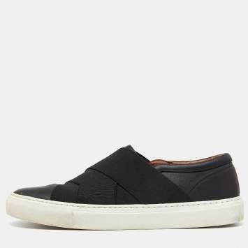 Pre Owned Givenchy Black Leather and Elastic Band Slip On Sneakers Size 41
