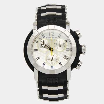 Pre Owned Givenchy Silver Stainless Steel Rubber GV.5213J Men's Wristwatch 48 mm