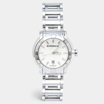 Pre Owned Givenchy White Stainless Steel GV.5202M Men's Wristwatch 44 mm