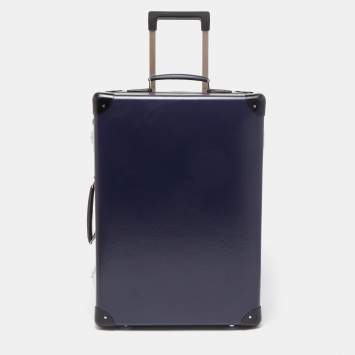 Pre Owned Globe-Trotter Navy Blue Fibreboard 2 Wheels Carry-On Suitcase 55