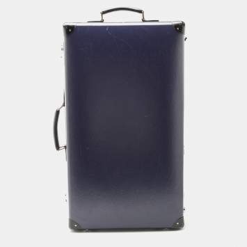 Pre Owned Globe-Trotter Navy Blue Fibreboard Large 2 Wheels Check-In Suitcase 