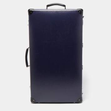 Pre Owned Globe-Trotter Navy Blue Fibreboard Large 2 Wheels Check-In Suitcase 