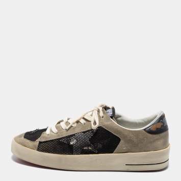 Pre Owned Golden Goose Grey/Black Suede and Leather Stardan Sneakers Size 42