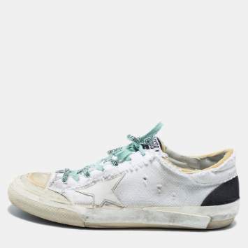 مملوكة مسبقًا Golden Goose White Canvas Super Star Low Top Sneakers Size 44