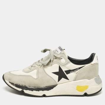 Pre Owned Golden Goose Grey Leather and Suede Low Top Sneakers Size 41