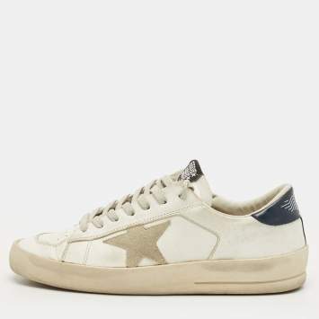 Pre Owned Golden Goose White Leather Stardan Lace Up Sneakers Size 42