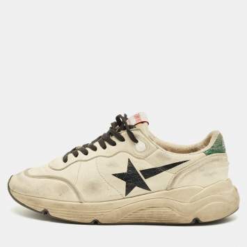 Pre Owned Golden Goose Running Size 43 Cream Leather Lace Up Sneakers