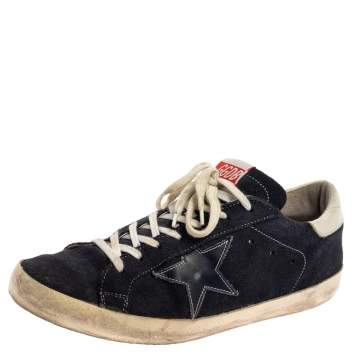 Pre Owned Golden Goose Blue Suede Leather Superstar Low Top Sneakers Size 43