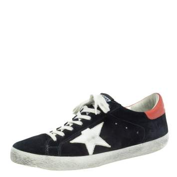Pre Owned Golden Goose Black/Orange Leather  Superstar Sneakers Size 43