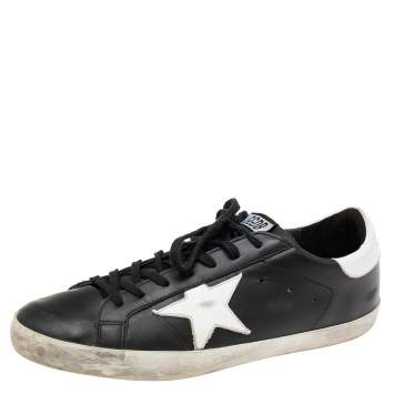 Pre Owned Golden Goose Black Leather Superstar Sneakers  Size 43