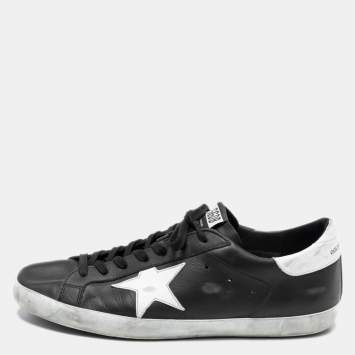 Pre Owned Golden Goose Black Leather Superstar Classic Sneakers Size 44