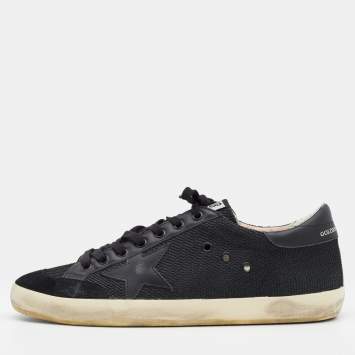 Pre Owned Golden Goose Black Mesh And Leather Super Star Penstar Sneakers Size 44