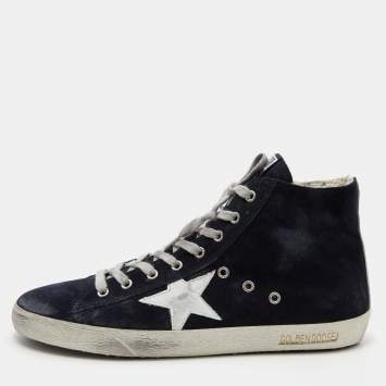 Pre Owned Golden Goose Dark Blue Suede Mid Star Sneakers Size 45