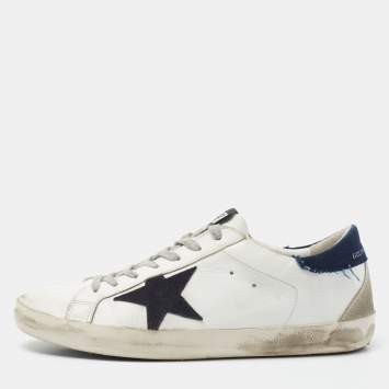 Pre Owned Golden Goose White Leather Superstar Low Top Sneakers Size 43