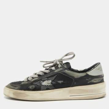 Pre Owned Golden Goose Black/Grey Mesh and Leather Stardan Sneakers Size 40