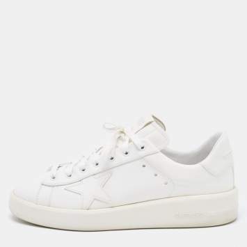 Pre Owned Golden Goose White Leather Super Star Low Top Sneakers Size 41