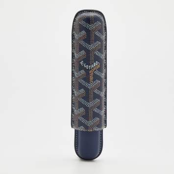 Pre Owned Goyard Navy Blue Goyardine Coated Cigarette Churchill Case