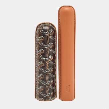 Goyard Brown Goyardine Coated Canvas and Leather Churchill Cigar Case