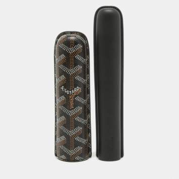 Goyard Black Goyardine Coated Canvas and Leather Churchill Cigar Case