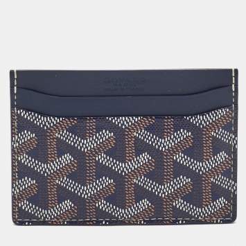 Goyard Navy Blue Goyardine Coated Canvas and Leather Saint Sulpice Card Holder